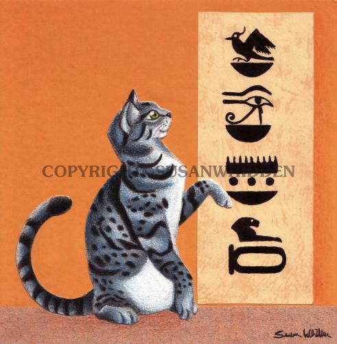 Egyptian Mau With Hieroglyphics