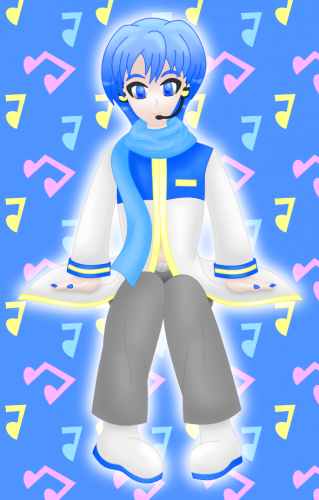 Vocaloid Kaito sitting colored