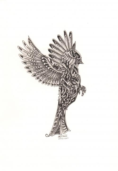 Mechanical Bird Drawing